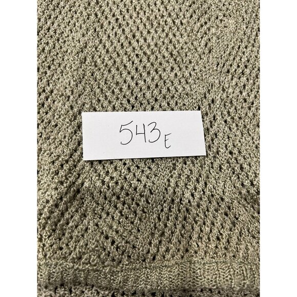 Oversized Womens Beige Open Knit Long-Sleeve Rounded Hem Sweater - Picture 6 of 7